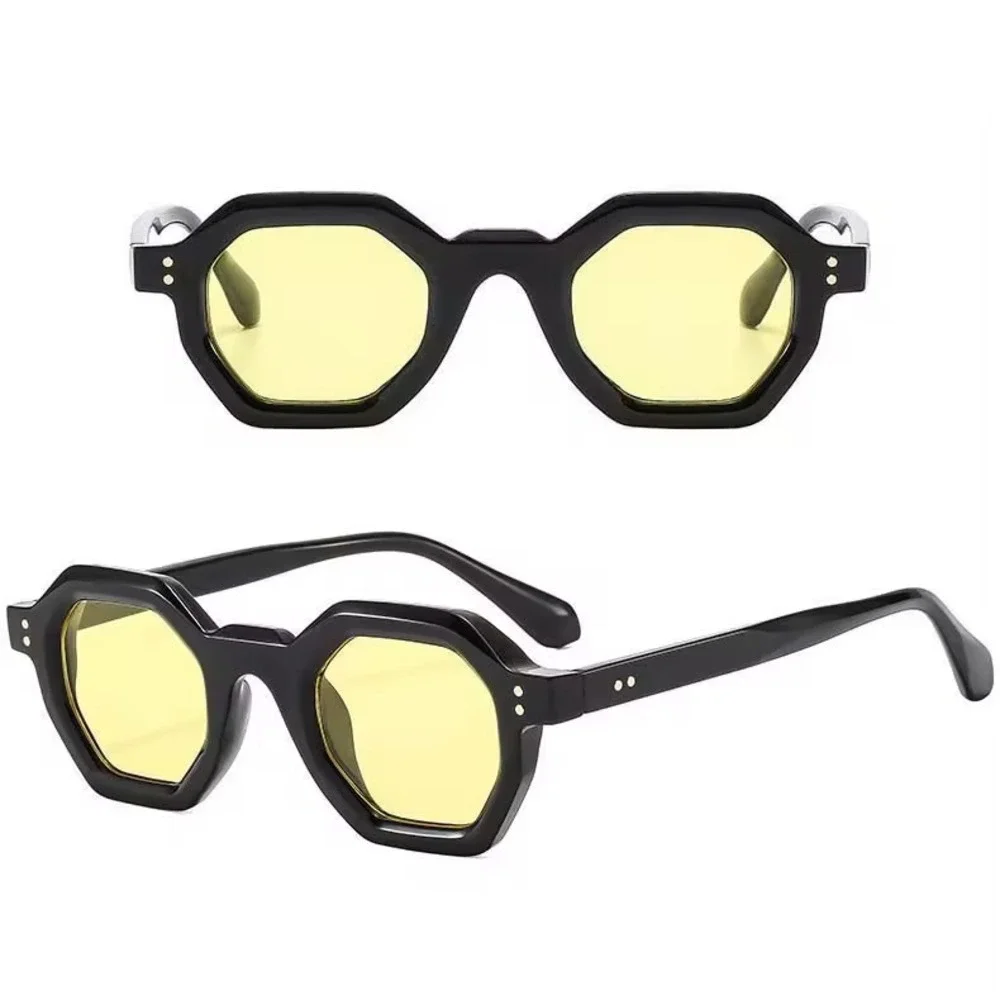 Fashion Small Polygon Sunglasses Retro Rivets Men Shades UV400 Trending Outdoor